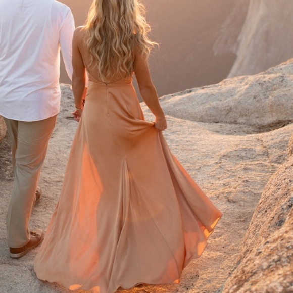 Free People Fame & Partners Gold Rosabel Maxi Dress Size 12 - Picture 5 of 16